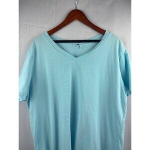 Fresh Produce Womens V-Neck T-Shirt 2X Light Blue 100% Cotton Made In USA